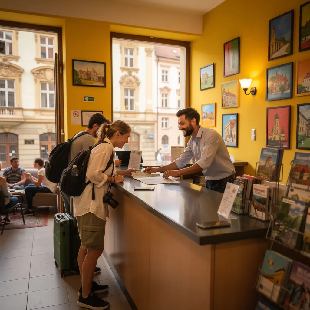 Hostinec s útulným ubytováním v pozadí s přírodou a horami.